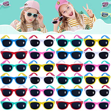 24Pack Neon Sunglasses for Kids, Boys and Girls, Kids Sunglasses Party Favors in Bulk, Summer Beach, Pool Party Favors, Fun Gifts, Party Toys, Goody Bag Stuffers, Gift for Birthday Party Supplies