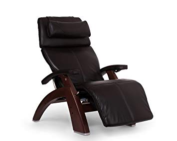 Perfect Chair Human Touch PC-610 LIVE Power Omni-Motion Walnut Zero-Gravity Recliner Premium Leather Fluid-Cell Cushion Memory Foam Jade Heat - Espresso Premium Leather