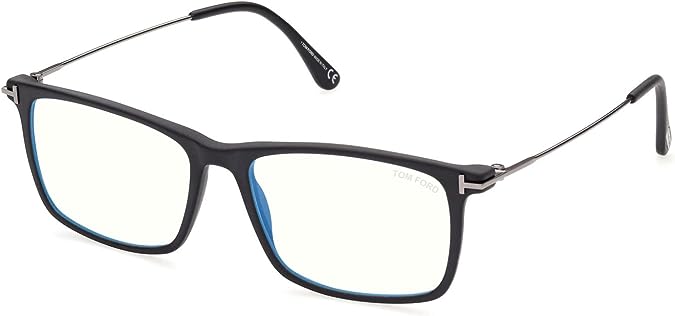 Eyeglasses Tom Ford FT 5758 -B 002 Matte Black, Shiny Dark Ruthenium,"t" Logo /