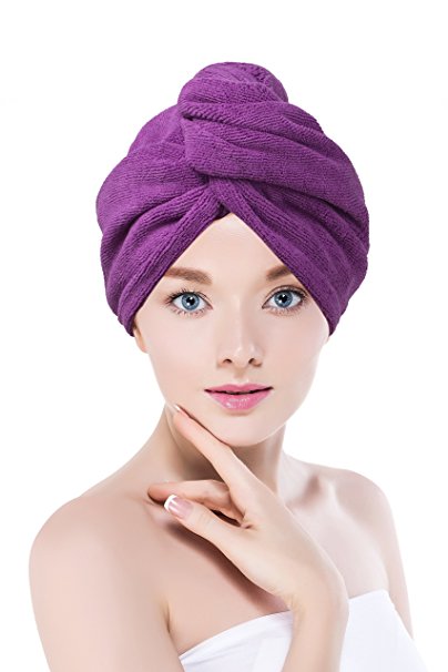 Towel Master Turban Hair Towel,Spa Days Luxury Absorbent, Lightweight (Purple)