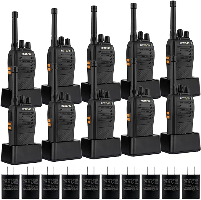 Retevis RB68 Walkie Talkies for Adults,New Version of H-777,Two Way Radios Long Range Rechargeable,USB-C Charging,Emergency Alarm,Rugged 2 Way Radio for School Security Retail Church(10 Pack)