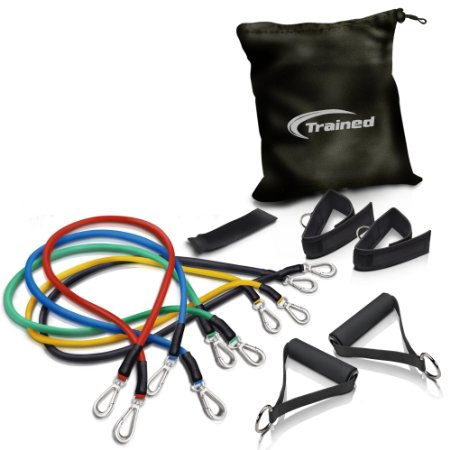 Trained Sports Best Resistance Band Set with Door Anchor Free Ebook Workout Routines Ankle Strap Exercise ChartGreat For Crossfit Men and Women Training Bands Great For Workouts Comes With Resistance Bands Carrying Bag