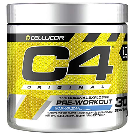 Cellucor C4 Original Pre Workout Powder, Energy Drink Supplement with Creatine, Nitric Oxide & Beta Alanine, Icy Blue Razz, 30 Servings