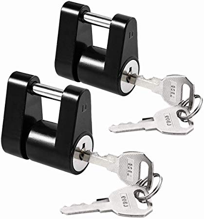 CZC AUTO Black Trailer Hitch Coupler Lock, Dia 1/4 Inch, 3/4 Inch Span for Tow Boat RV Truck Car's Coupler (2 Pack, Black)