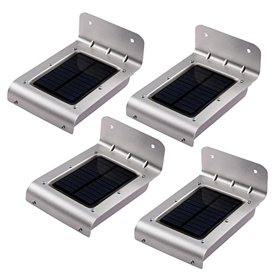Qedertek 16 LED Solar Motion Light, Wall Light, IP65 Waterproof Security Lighting With 2 Smart Modes for Garden, Patio, Deck, Yard, Pathway and Driveway (4-Pack)