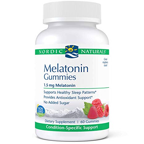 Nordic Naturals Pro Melatonin Gummies - 1.5 mg Melatonin Per Gummy, Support for Restful, Deep Sleep and Immune Functioning, Raspberry Flavor, 60 Gummies