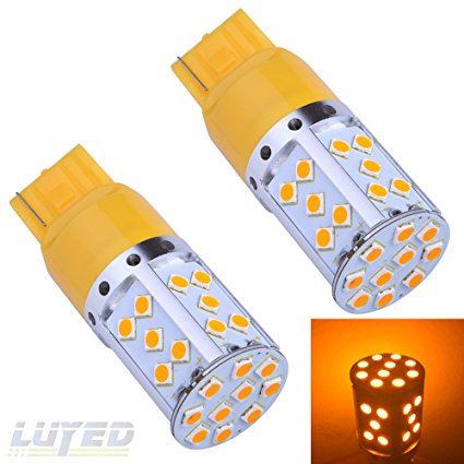 LUYED 2 X 2590 Lumens Extremely Bright Error Free 3030 Chipsets 7440 7441 LED Bulbs Used for Turn Signal Lights,Amber Yellow(Brightest Amber LED On the Market)