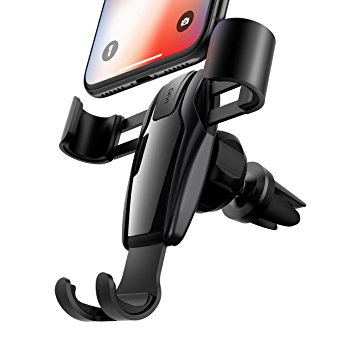 Car Phone Holder, Gravity Universal Air Vent Phone Mount Stable Car Cradle Mount for iPhone X/ 8/ 7/ 6s/ Plus, iPad Air 2/ mini 3, Galaxy S8 S7 S6 Edge, Note 8/ 5/ 4, LG/ G6/ V20, Nexus - Black (DIVI)