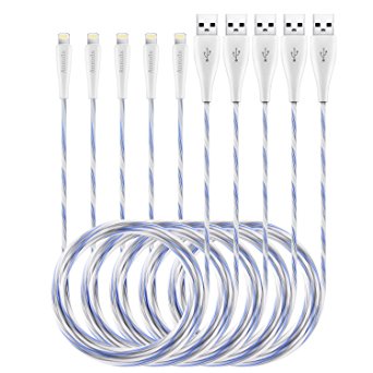 iPhone Charger Cords, 5Pack 5FT Lightning Cable to Ansuda USB Charging Data lines for iPhone 7 / 7 Plus / 6s / 6s Plus / 6 / 6 Plus / 5 / 5s / 5c, iPad mini /Air /Pro iPod touch (White)