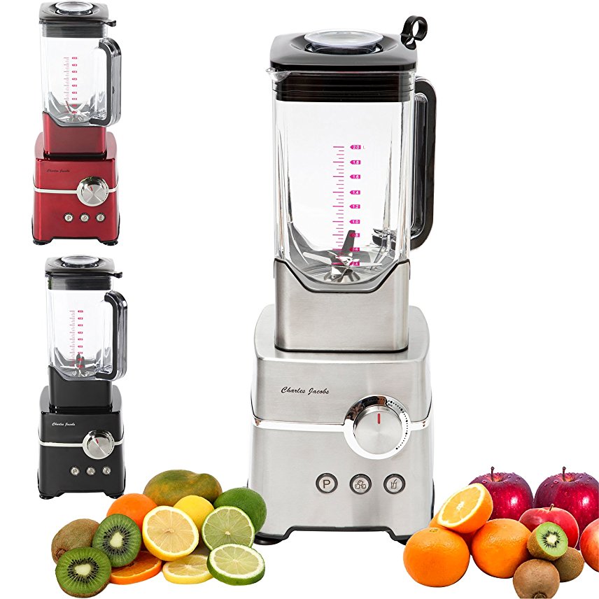 Charles Jacobs High Power Food Blender Powerful 2000W Motor Fruits Mixer, Juicer, Grinder, Ice Crusher, Smoothie Maker with 2L Jug - Choice of Colours