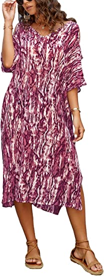 Bsubseach Women's Swimwear Turkish Kaftans Swimsuit Cover up Caftan Beach Long Dress