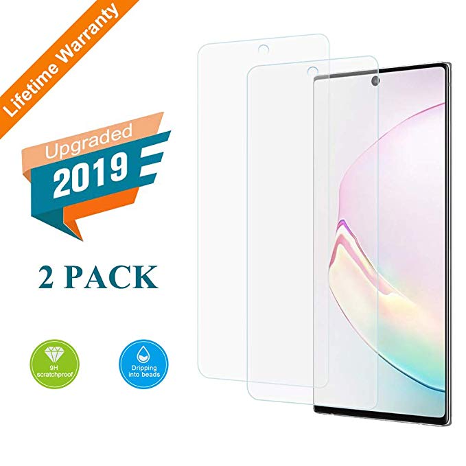 Kacul Screen Protector Compatible with Samsung Galaxy Note 10 2 Pack, Full 3D Curved Edge Tempered Glass Ultrasonic Fingerprint Unlock Cable Security Devices