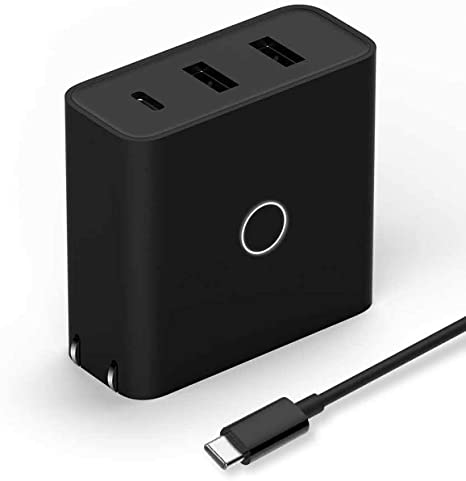 ZMI zPower 3-Port Travel Charger: 45W USB-C PD and 18W-Split Dual USB-A Wall Charger (Black) [Note: This is Not a 45W PPS Charger for Galaxy Note10 ]
