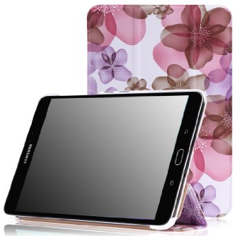 MoKo Tab S2 8.0 Case - Ultra Slim Lightweight Smart-shell Stand Cover Case With Auto Wake / Sleep for Samsung Galaxy Tab S2 / S2 Nook 8.0 inch Tablet, Floral PURPLE