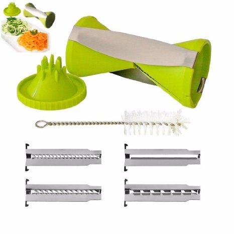 DEMKO® Spiral Slicer Spiralizer Complete Bundle - 4-blade Vegetable Cutter - Zucchini Pasta Noodle Spaghetti Maker with Free Cleaning Brush Included - Perfect Veggie Spaghetti / Pasta Maker