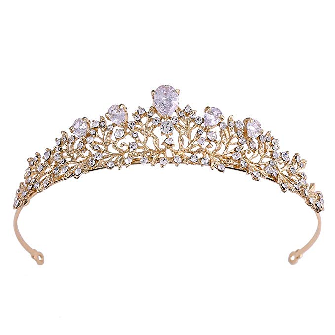 Christmas Royal Crystal Tiara Crowns Hair Jewelry Wedding Pageant Queen Bridal Princess Headband Gift Gold