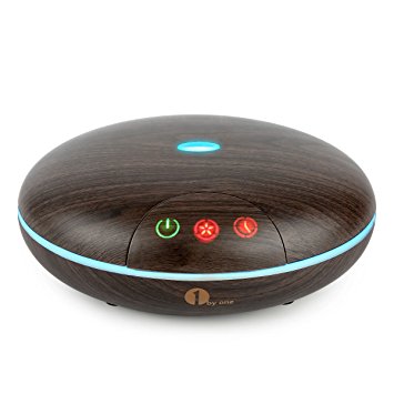 1byone 350ML Elegant Aroma Diffuser, Ultrasonic Humidifier with Timer & 7 Color Night Light, Elegant Wooden Black