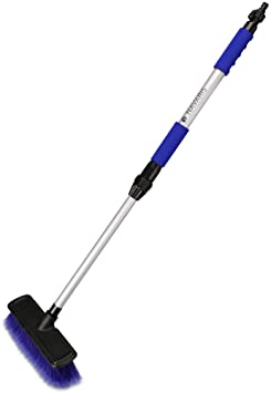 Navaris Telescopic Car Wash Brush - Water Fed Hose Fitting Washing Brush for Cars and Windows with Extendable Long Reach Handle and Soft Bristles