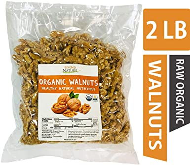 Beyond Nature, California Grown Raw Organic Walnuts, Vacuum Sealed & Double Packaged, 2 LB