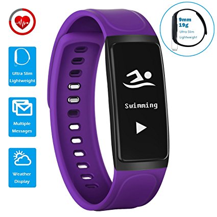 CHEREEKI Fitness Tracker Heart Rate Smart Bracelet Smart Band with 0.96’’ Full Touch Screen Activity Tracker Sleep Monitor Sports Bracelet Wristband Smartwatch for Android and iPhone iOS Smartphone (Purple)