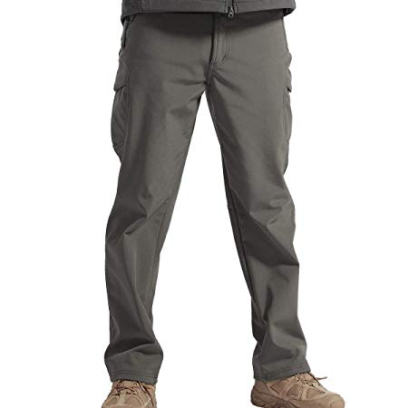 FREE SOLDIER Fleece Lined Pants Men Softshell Trousers Camping Hiking Water Resistance Pants