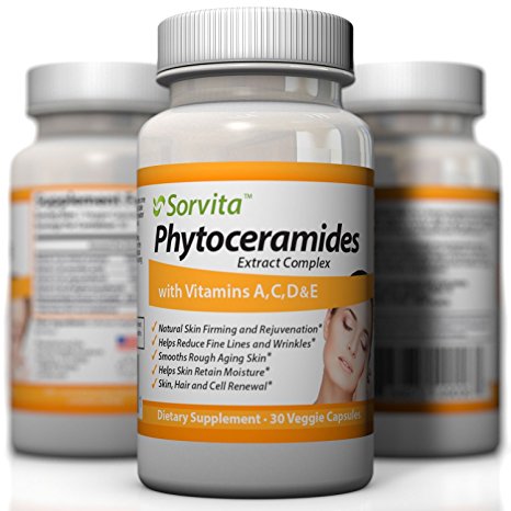 Sorvita Phytoceramides – Hydrate Your Skin From Within to Reduce Fine Lines and Wrinkles Naturally ~ Wheat Gluten Free Oral Supplement – Plant Derived Ceramides From Rice - 30 Day Supply