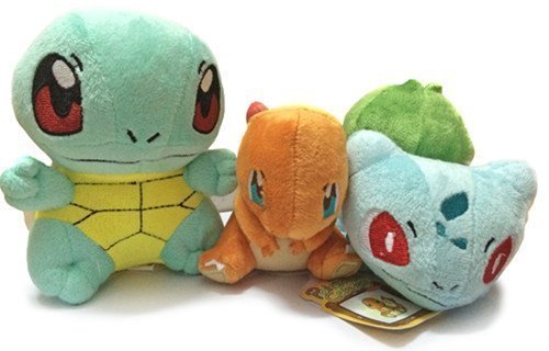New 3pcs POKEMON Plush Figure Doll Collectible Bulbasaur Charmander Squirtle Toy