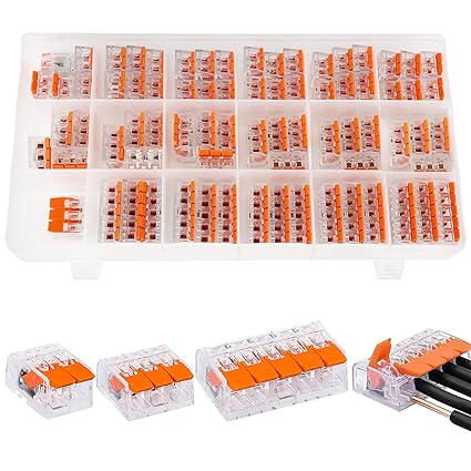 Lever-Nut Wire Connector, 75Pcs Electrical Connectors Kit, Compact Splicing Quick Connect Terminal Blocks Conductor Connector Assortment for Electrical Wire Solid Stranded Flexible Wire(2/3/5 Port)