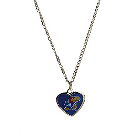 NCAA Kansas Jayhawks Heart Shaped Pendant Necklace Charm