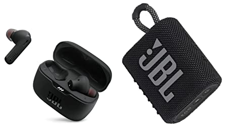 JBL Tune 230NC TWS, Active Noise Cancellation Earbuds with Mic, Massive 40 Hrs Playtime with Speed Charge & Go 3, Wireless Ultra Portable Bluetooth Speaker, JBL Pro Sound