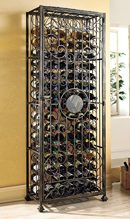 Wine Enthusiast 96 Bottle Wine Jail, Antiqued Steel