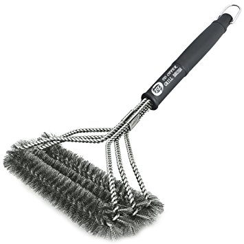 BBQ Grill Brush Cleaner.Best Safe BBQ Tools.Durable & Effective.18 inch Stainless Steel Wire Bristles And Stiff Handle.Great Grill Accessories Gift