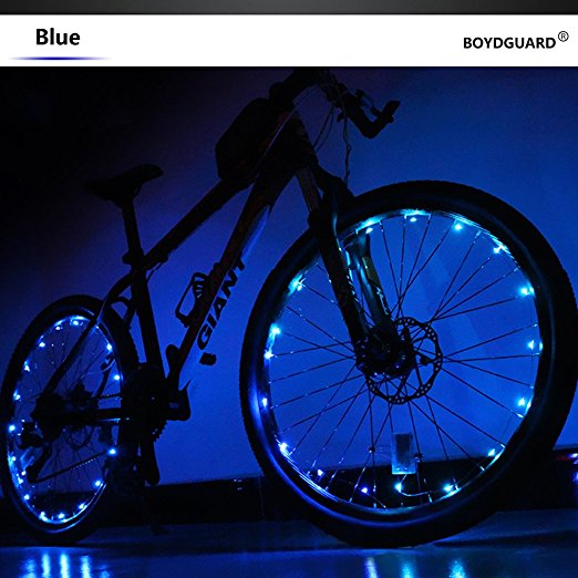 Bodyguard Bike Wheel Lights - Auto Open and Close - Ultra Bright 20 LED Bicycle Spoke Light,Colorful Bicycle Tire Accessories (1 pack) - Waterproof