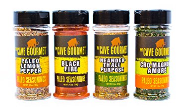 All Natural Paleo Spices ALL-PURPOSE Set - No MSG, No Artificial Preservatives And Gluten Free - Perfect For Grilling, Baking, Roasting, Sauteing - 4 Pack Blend - By The Cave Gourmet