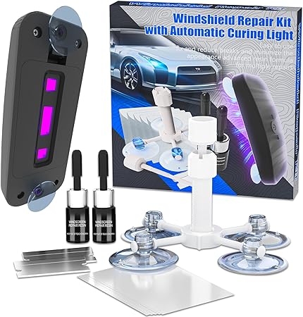 Windshield Repair Kit, Windshield Crack Repair for Chips and Cracks, Glass Repair Fluid with Pressure Syringes, Car Windshield Chip Repair Kit Quick Fix for Chips, Cracks, Star-Shaped Crack