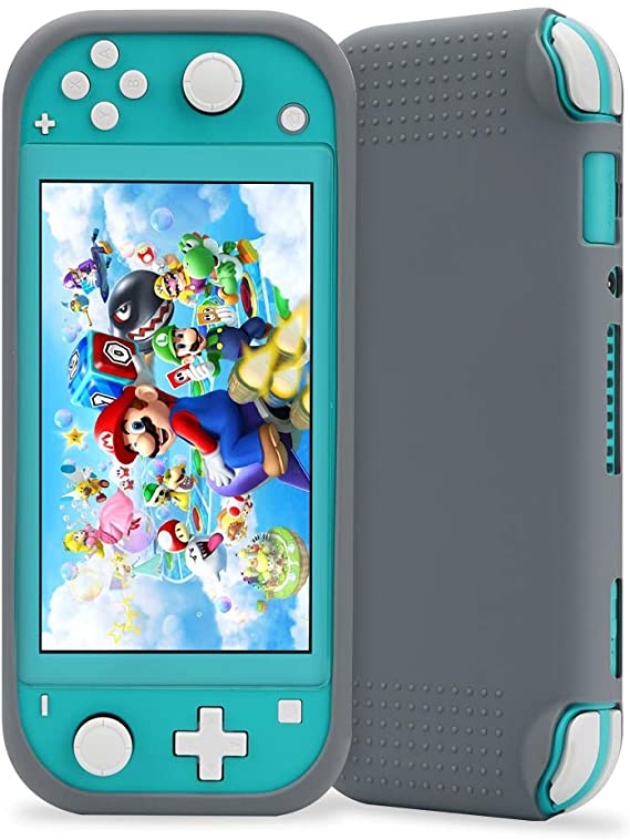 Protective Case for Nintendo Switch Lite, KIWI design New Half Wrapped Case Soft Silicone Anti-Slip Shockproof Protective Cover for Nintendo Switch Lite 2019(Gray)