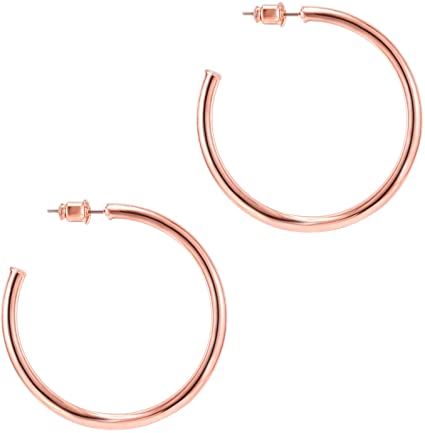 PAVOI 14K Gold Plated Hoop Earrings For Women | 2mm Thick Infinity Gold Hoops Women Earrings | Gold Plated Loop Earrings For Women | Lightweight Hoop Earrings Set For Girls