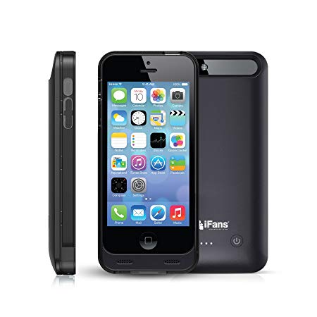 iPhone 5s Charger Case [Apple MFi Certified] iFans® Slim Charger Case with 2400mAh Built-in Battery Pack for iPhone SE/5S/5 (120% Charge)