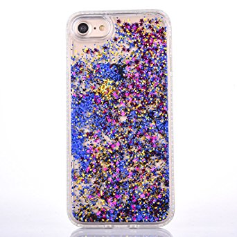 iPhone 7 Case, iPhone 7 Glitter Case, MACBOU Soft Creative Design Flowing Liquid Quicksand Floating Bling Glitter Sparkle Diamonds Clear Cover Case for iPhone 7 (Colorful)