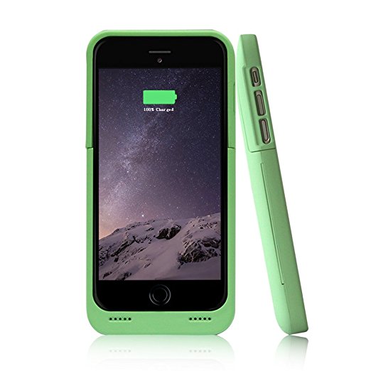 BSWHW Rechargeable Backup slim Case Battery 3500mAh with Pop-out Kickstand Power Bank for iPhone 6 iPhone 6S Charger for iPhone 6/iPhone 6s/iPhone 4.7" Battery Charger Case (grass green)