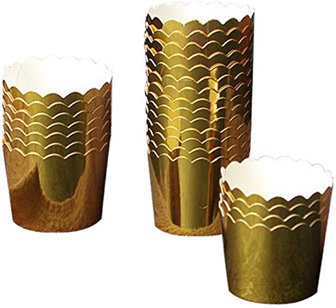 50 Pcs Paper Cupcake Liners Baking Cups, Holiday/Parties/Wedding/Anniversary(Gold)