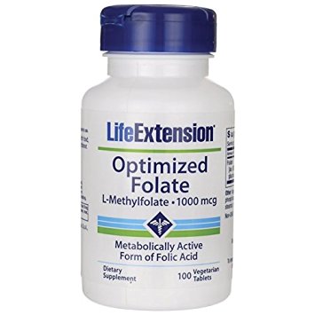 Life Extension 1000 mcg Optimized Folate Tablets, 100 Count