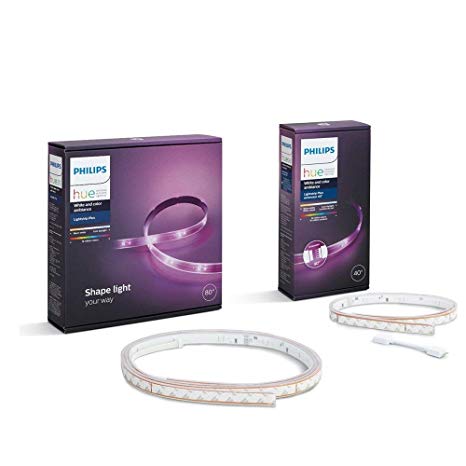 Philips Hue LightStrip Plus Dimmable LED Kits(Compatible with Amazon Alexa, Apple HomeKit, and Google Assistant) (Certified Refurbished) (Lightstrip Plus"80   Extention"40)