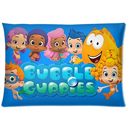 Custom Carton Bubble Guppies Kids Programming Rectangle Zipper Pillowcase Standard Size 20x30 Design Soft and Comfortable Pillow Cover (Twin Sides)