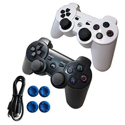 Wireless PS3 Controller Dualshock 3 with Playstation 3 Controller, Built-in-Double Vibration Motors with Sensitive Motion Control. (2pack Black and White)