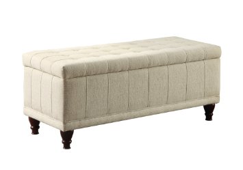 Homelegance 4730NF Lift Top Storage Bench with Tufted Accents Beige Fabric