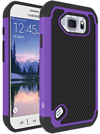 S6 Active Case, LK [Drop Protection] Shock-Absorption Hybrid Dual Layer Armor Defender Protective Case Cover for Samsung Galaxy S6 Active (Purple)