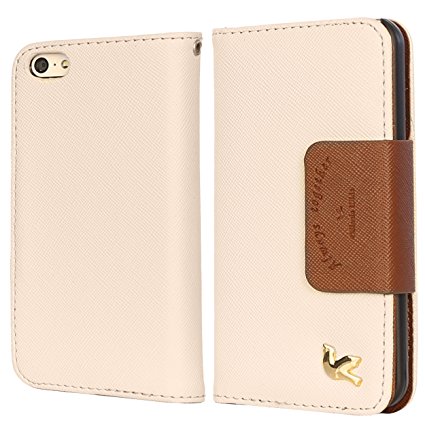 iPhone 5c Case,By HiLDA,Wallet Case,PU Leather Case,Credit Card Holder,Flip Cover Case[Brown] For iPhone 5C Only