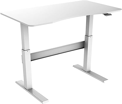 Allcam GD03 Gas Assisted Standing Desk/Height Adjustable Table with 1200x680 mm Scalloped MFC Top White