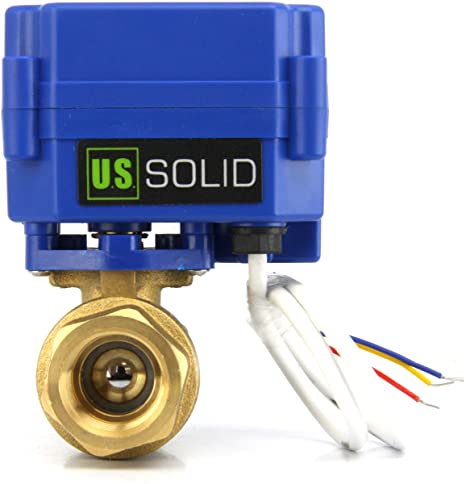 Motorized Ball Valve- 1/2" Brass Electrical Ball Valve with Full Port, 9-24V AC/DC and 3 Wire Setup by U.S. Solid